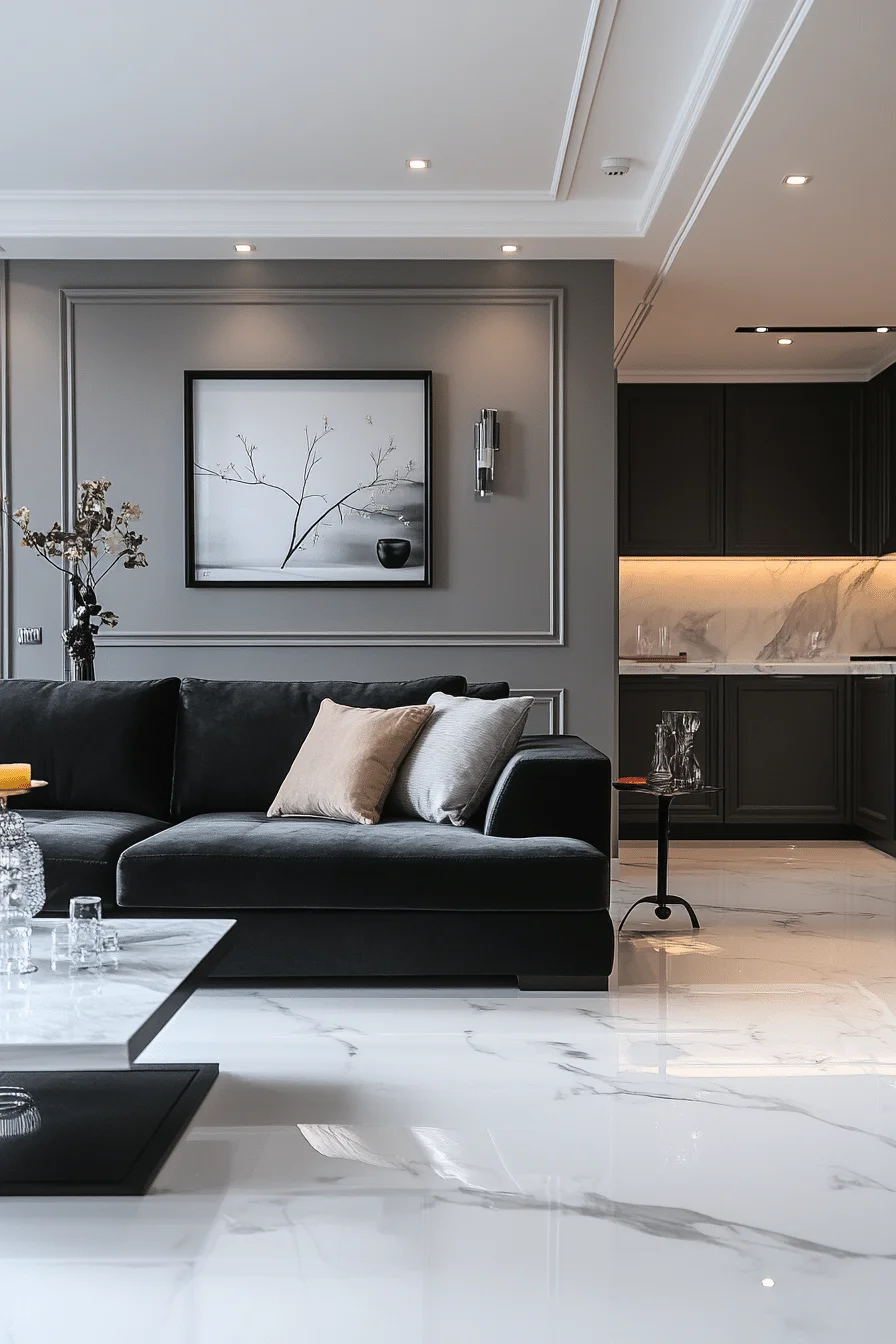 Urban chic black and white living room