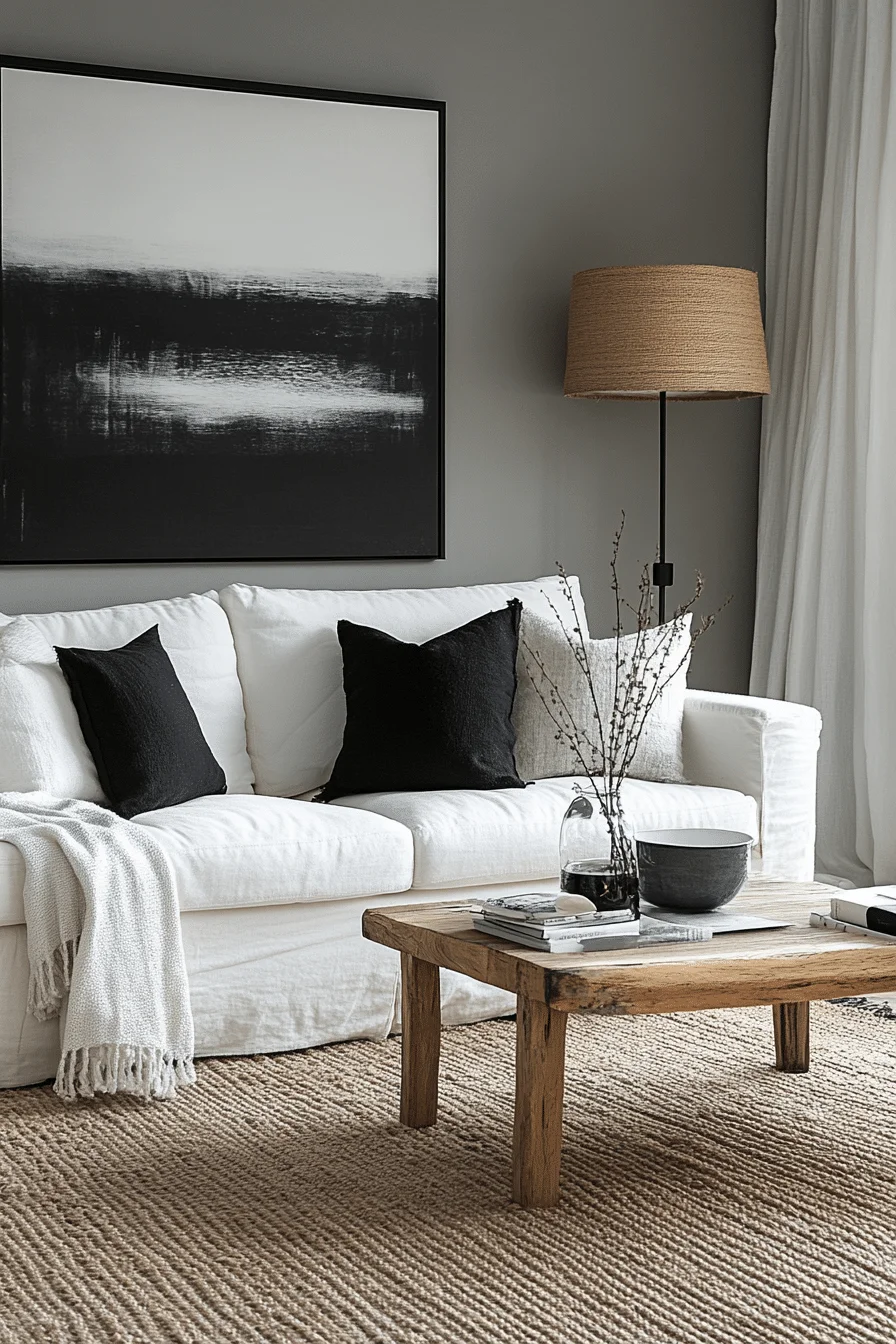 Serene black and white living room