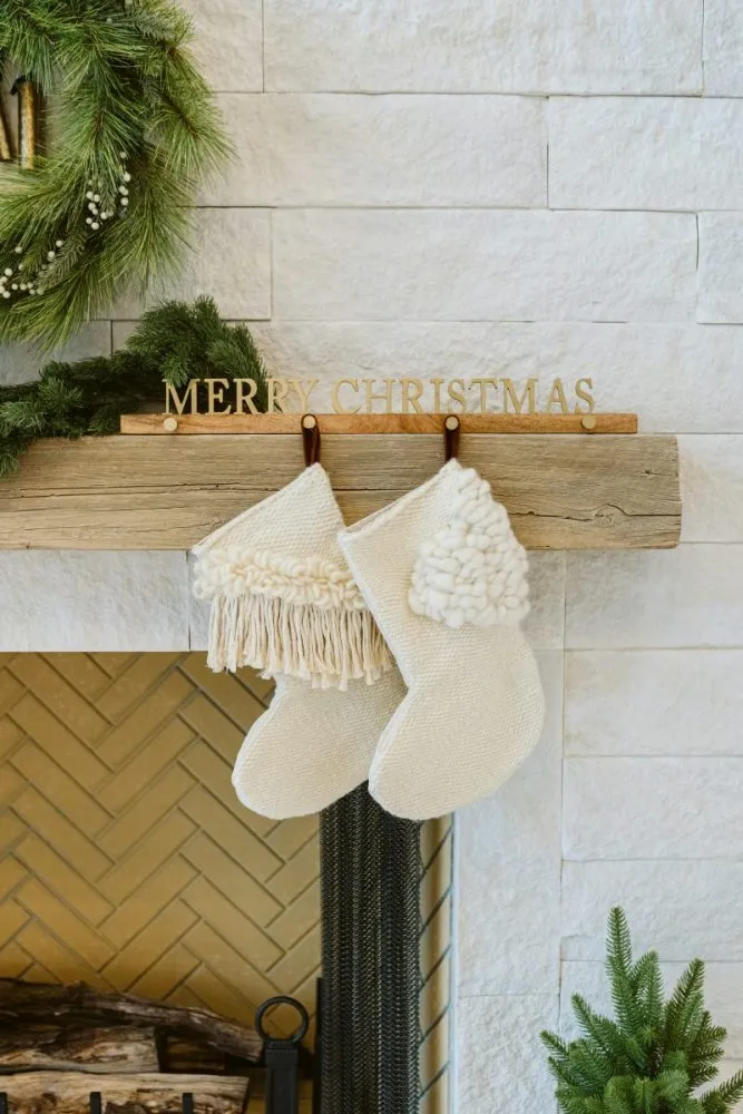 Textured stockings in neutral tones