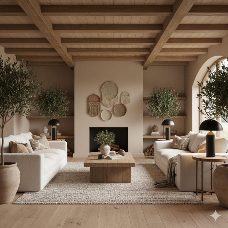 Modern and rustic living room mix