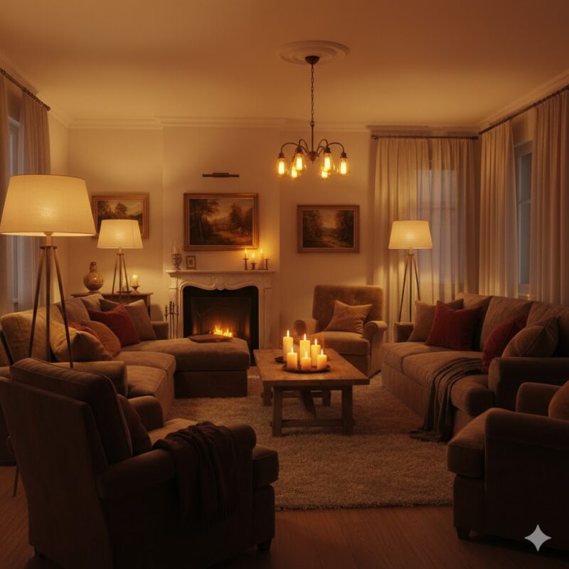 Warm lighting in living room