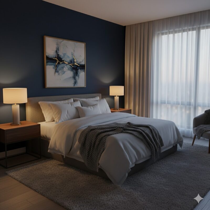 Moody Bedroom Sanctuary Moody bedroom with dark walls