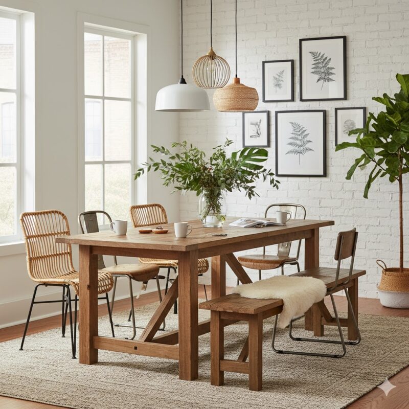 Inviting Dining Space Warm dining space with wooden table