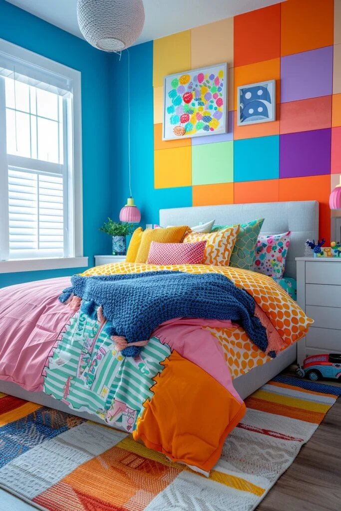 Patchwork Rainbow Wall