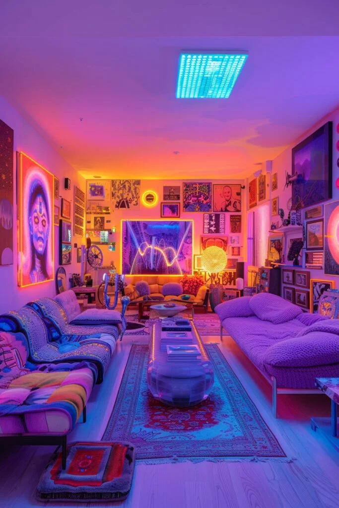 Neon-Infused Entertainment Space