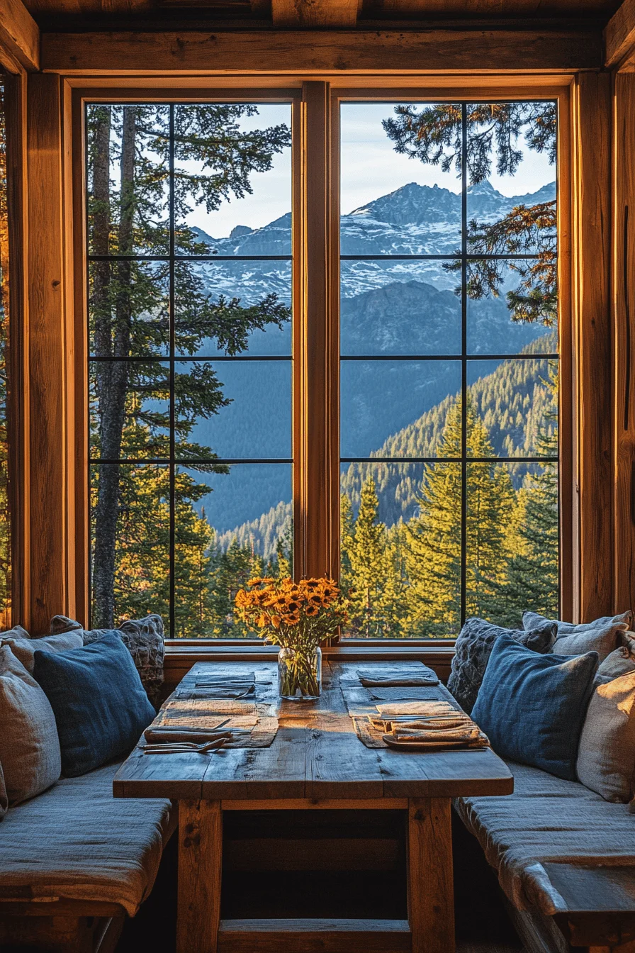 Sunlit cabin kitchen