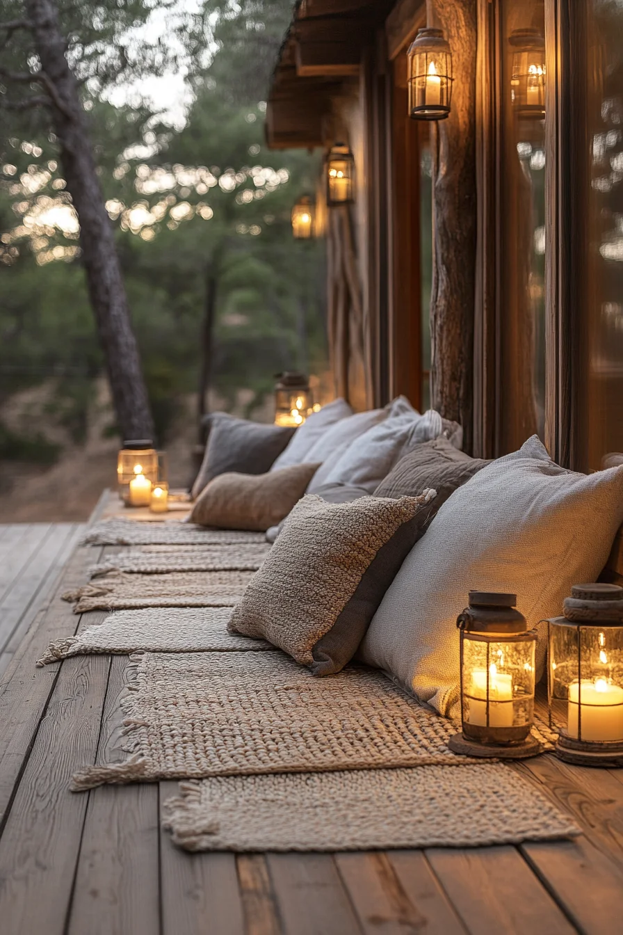 Outdoor cabin decor under starlight