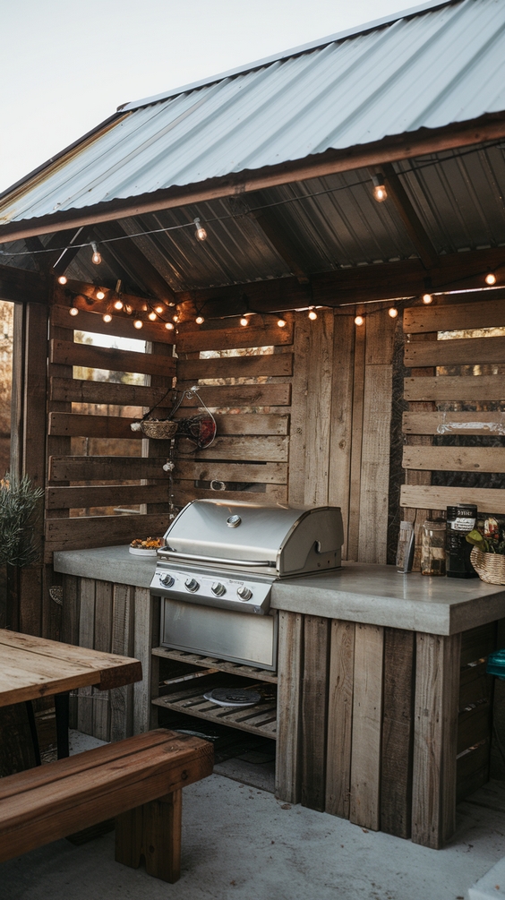 DIY Outdoor BBQ Area with Roof