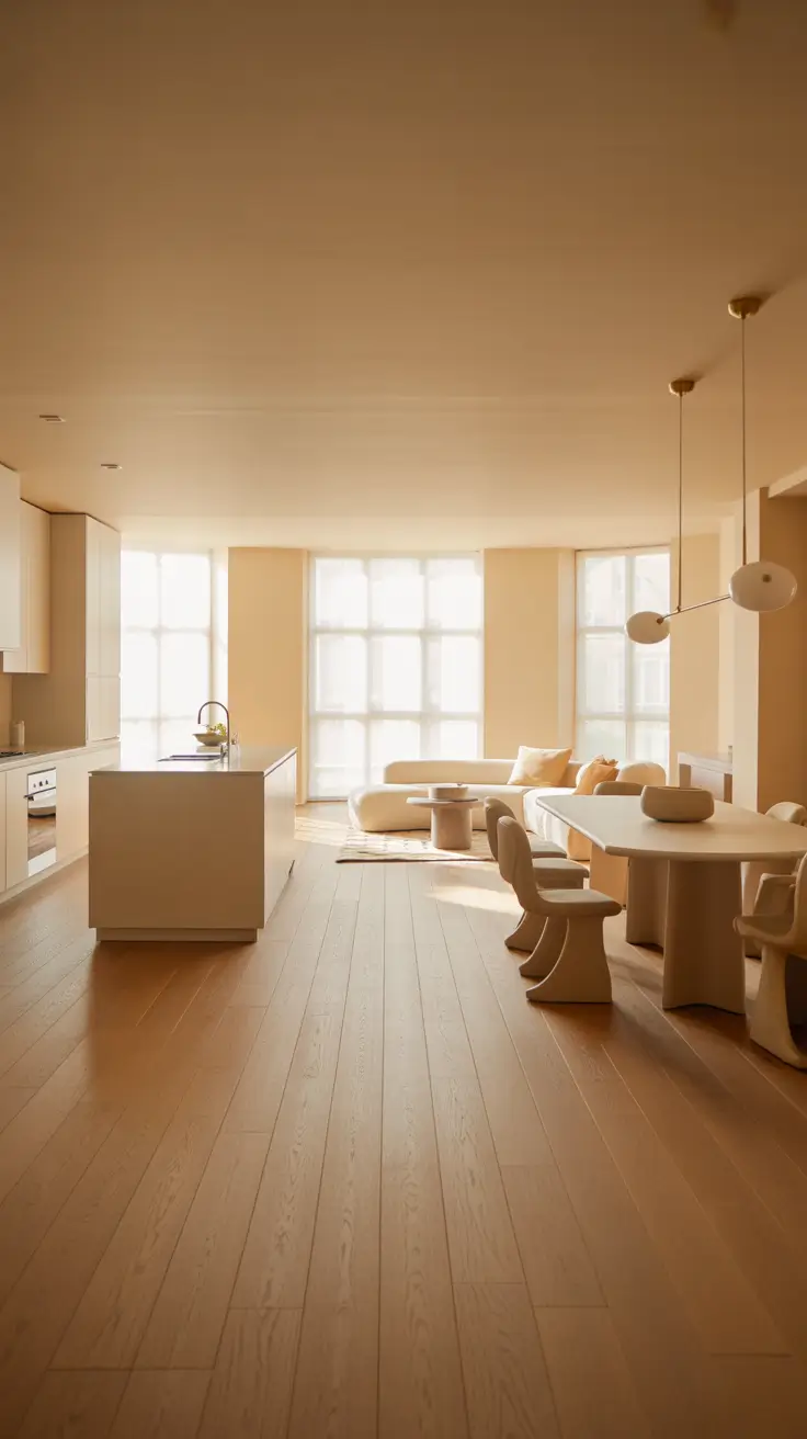 Unified Open Plan Living and Kitchen Area