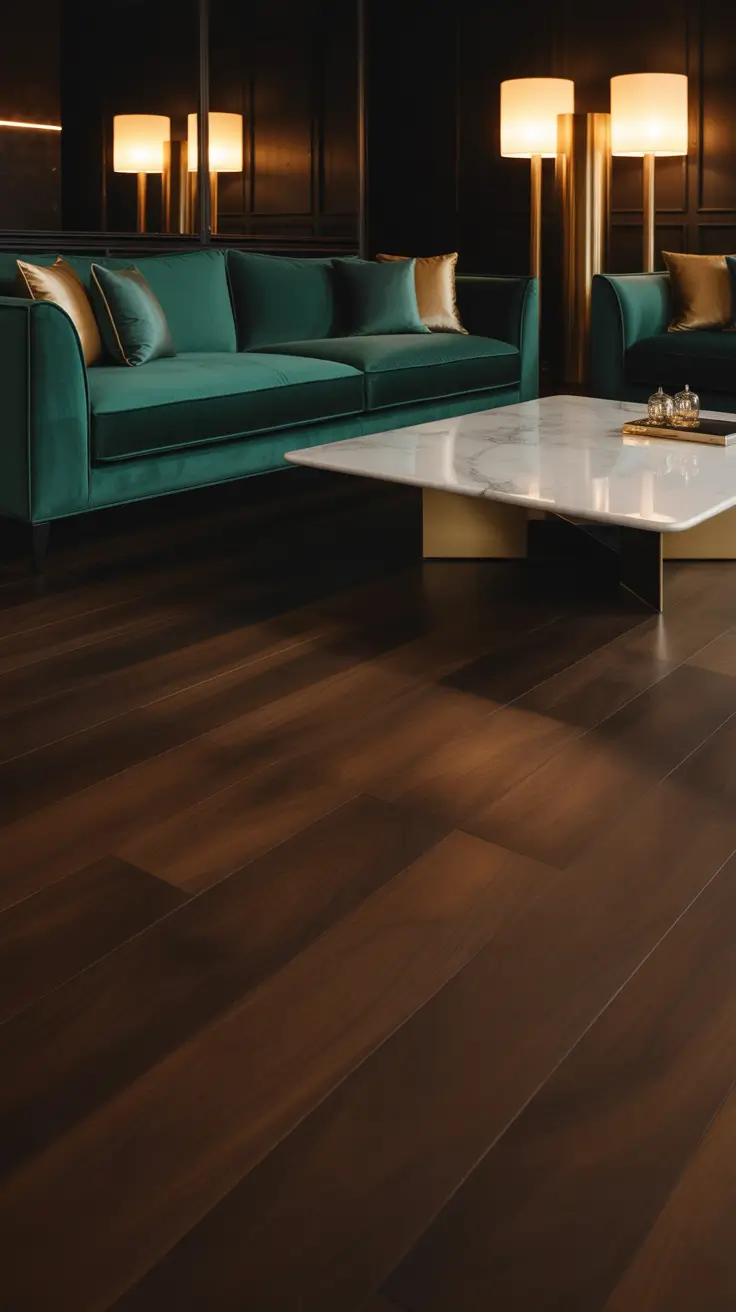 Glamorous Velvet Lounge with Emerald and Gold