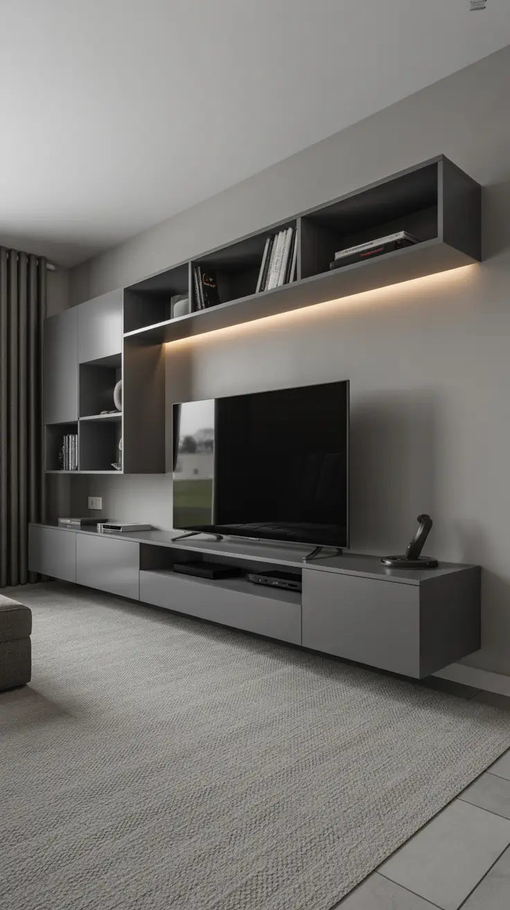 Sleek TV Stand for Gray Living Room