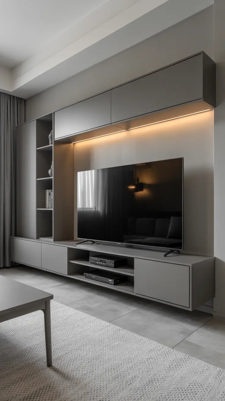 Sleek TV Stand for Gray Living Room