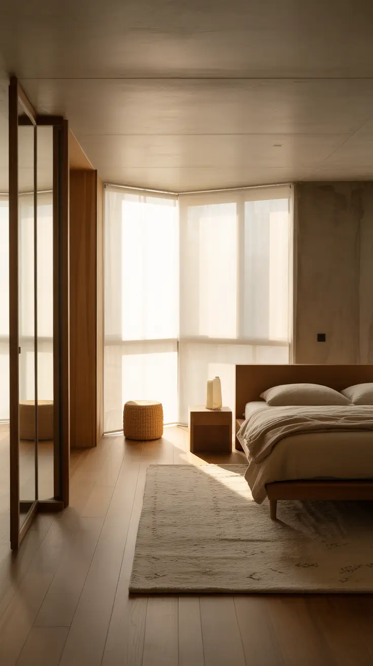 Contrasting Materials Bedroom Layout 2026