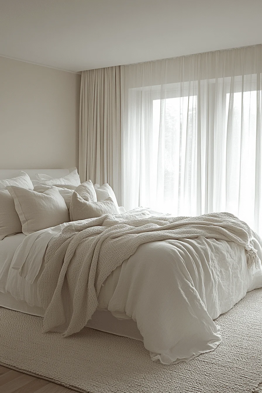 cream and white bedroom