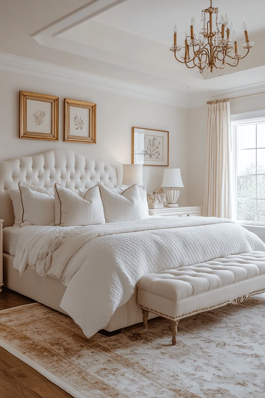 cream and white bedroom