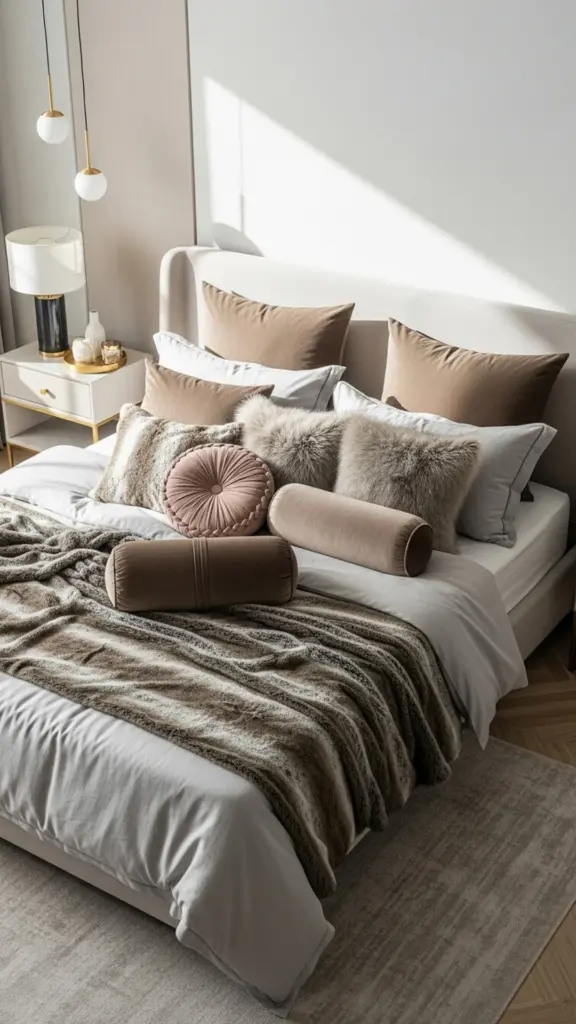 Maximalist Pillow Arrangement Pile of decorative pillows