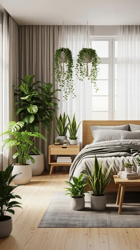Adding Plants to Bedroom Indoor plants near bed