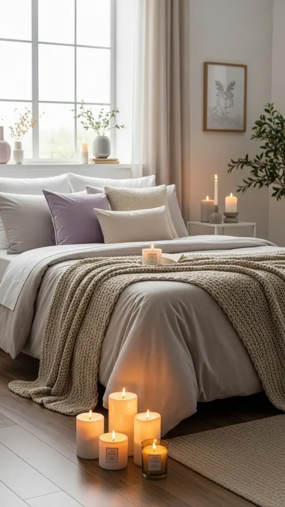 Candles for Cozy Ambiance Scented candles on nightstand