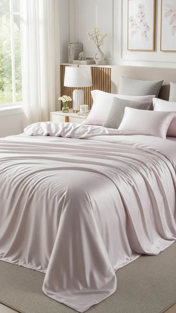 Silk and Satin Bedding Silk or satin bedding