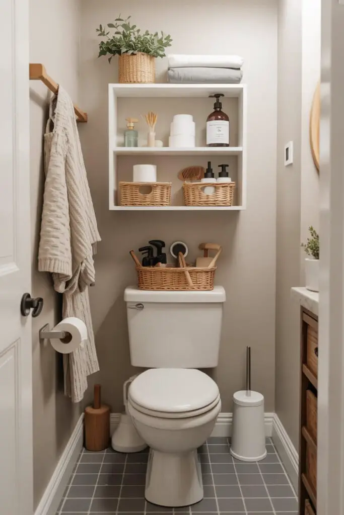 Year-Round Space-Saving Ideas for Small Bathrooms in Family Homes 2 Capitalize on the Space Above the Toilet