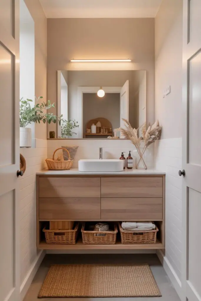 Year-Round Space-Saving Ideas for Small Bathrooms in Family Homes 3 Opt for a Floating Vanity to Open Up Floor Space