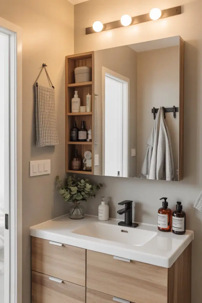Year-Round Space-Saving Ideas for Small Bathrooms in Family Homes 5 Upgrade to a Mirror Cabinet for Concealed Storage