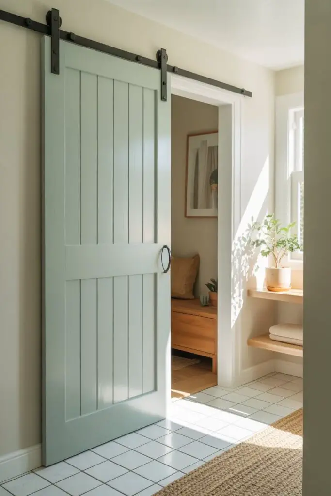 Year-Round Space-Saving Ideas for Small Bathrooms in Family Homes 10 Choose Pocket or Sliding Doors to Maximize Usable Space