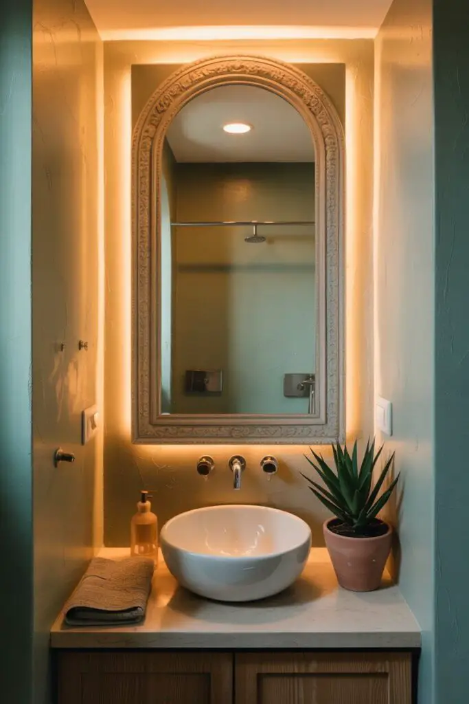 Year-Round Space-Saving Ideas for Small Bathrooms in Family Homes 12 Use Mirrors and Lighting to Create an Illusion of Space