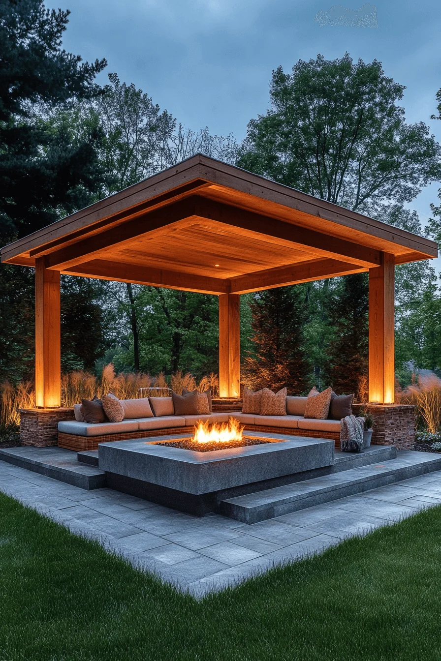 fire pit under pavilion