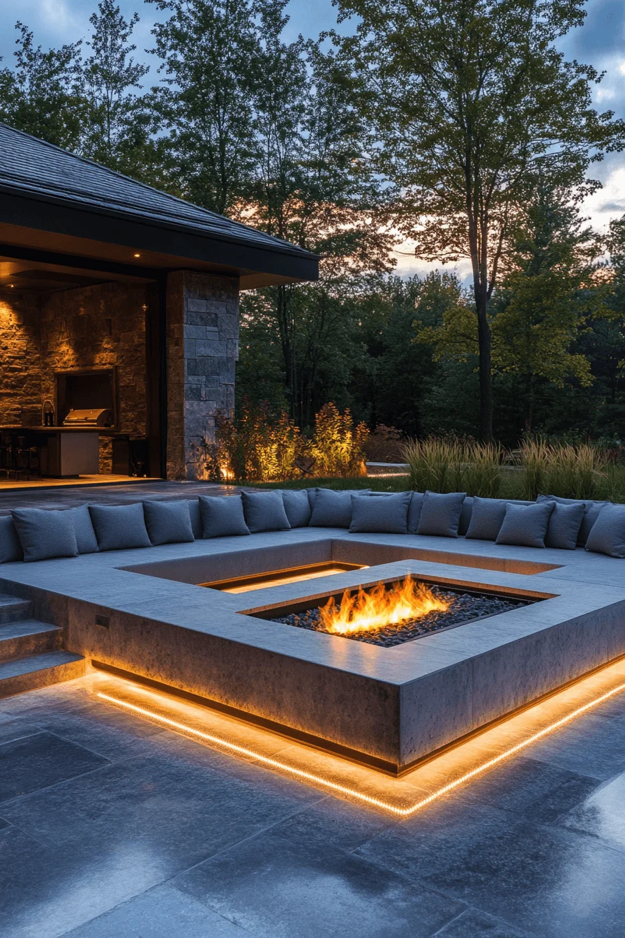 built-in fire pit