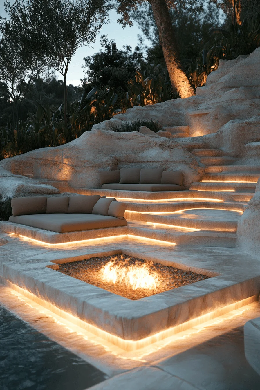 multi-level fire pit lounge