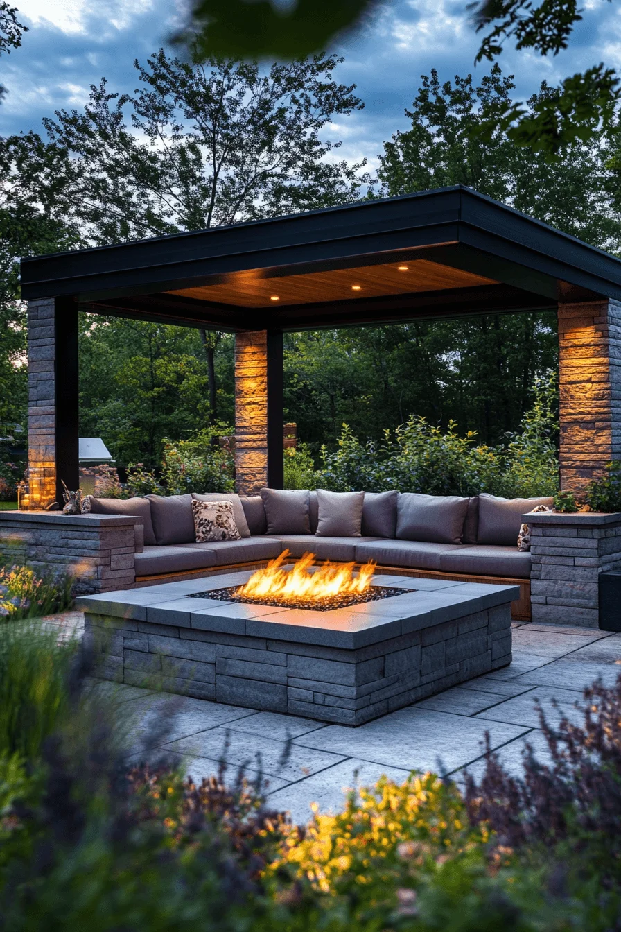 open concept fire pit lounge