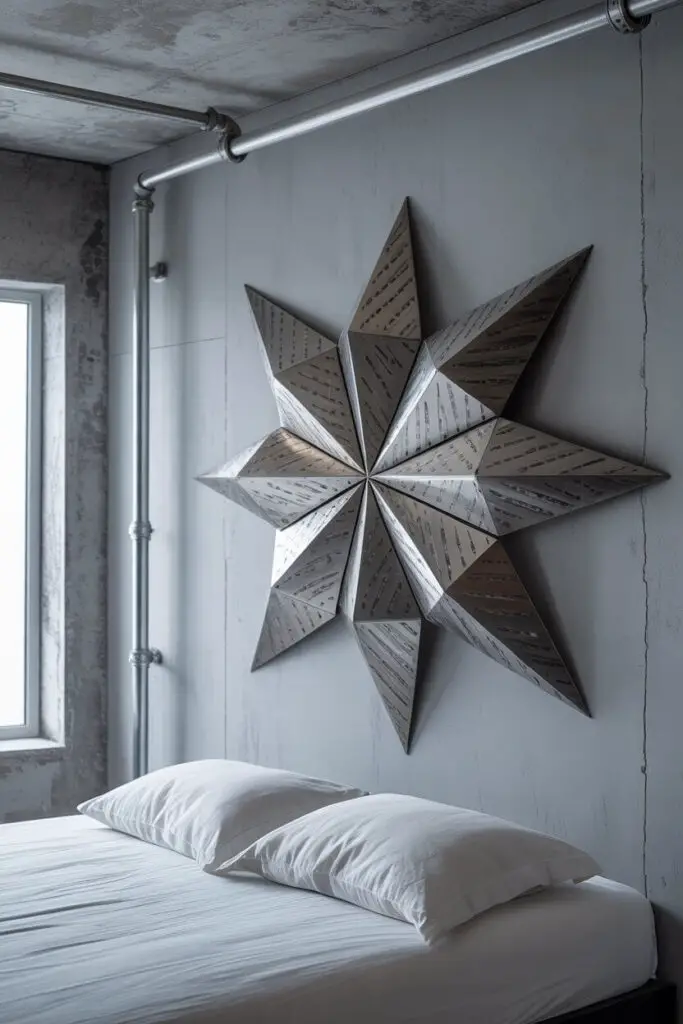 11 Modern Bedroom Back Wall Design Ideas to Transform Your Space 6 Industrial Metal Wall Sculptures