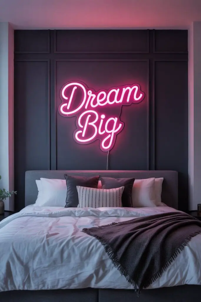 11 Modern Bedroom Back Wall Design Ideas to Transform Your Space 8 Vibrant Neon Accent Wall