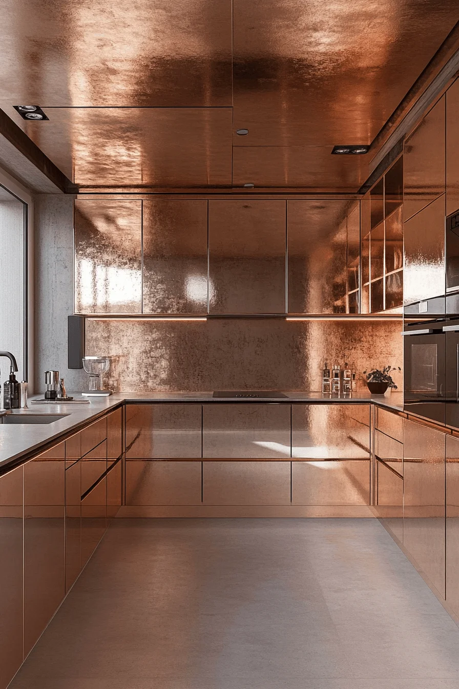 rose gold kitchen cabinets