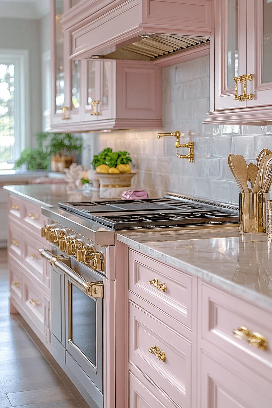 rose gold kitchen cabinets