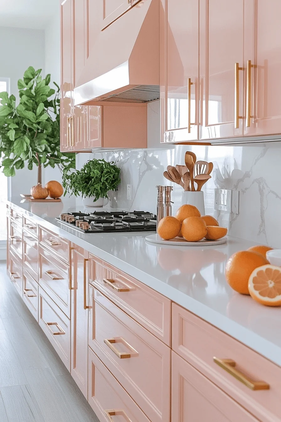 rose gold kitchen cabinets