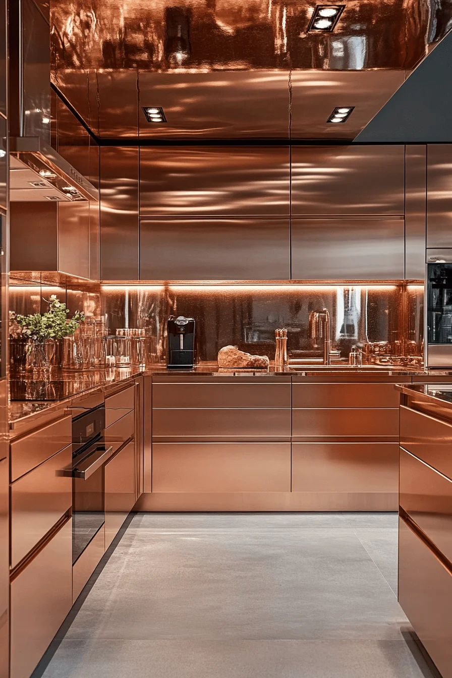rose gold kitchen cabinets