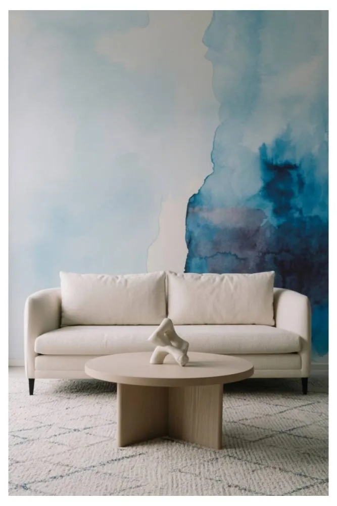 Watercolor Effect Blue Wall