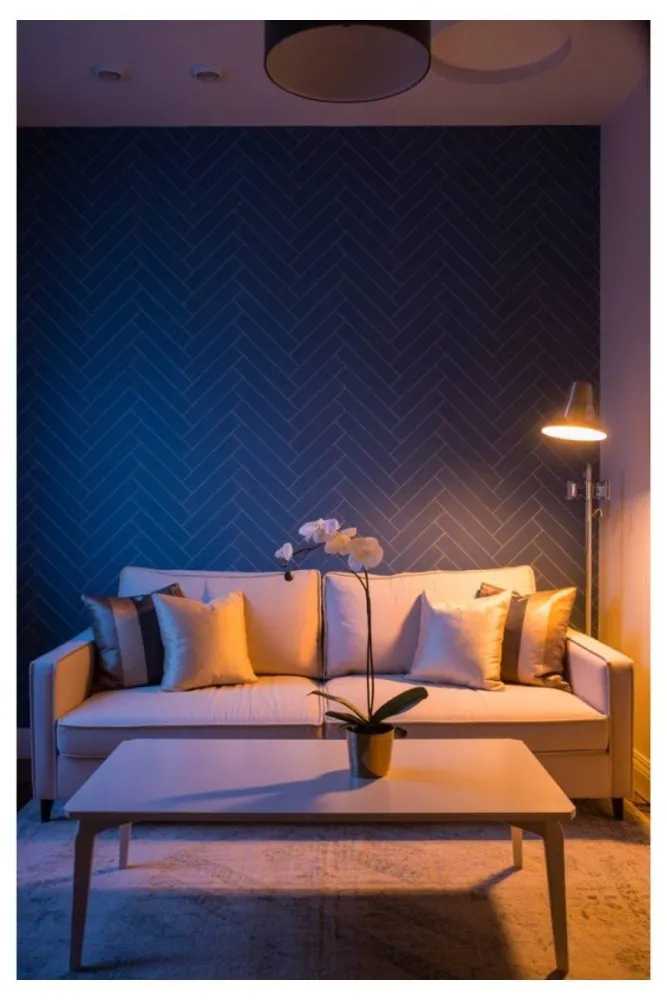 Navy Herringbone Wallpaper