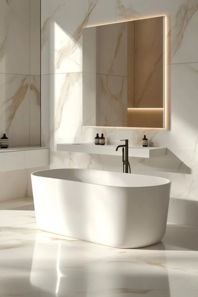 Backlit Marble Bathroom