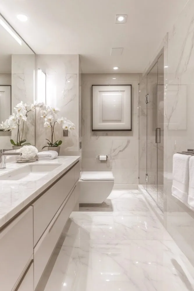 Light Colored Marble Bathroom