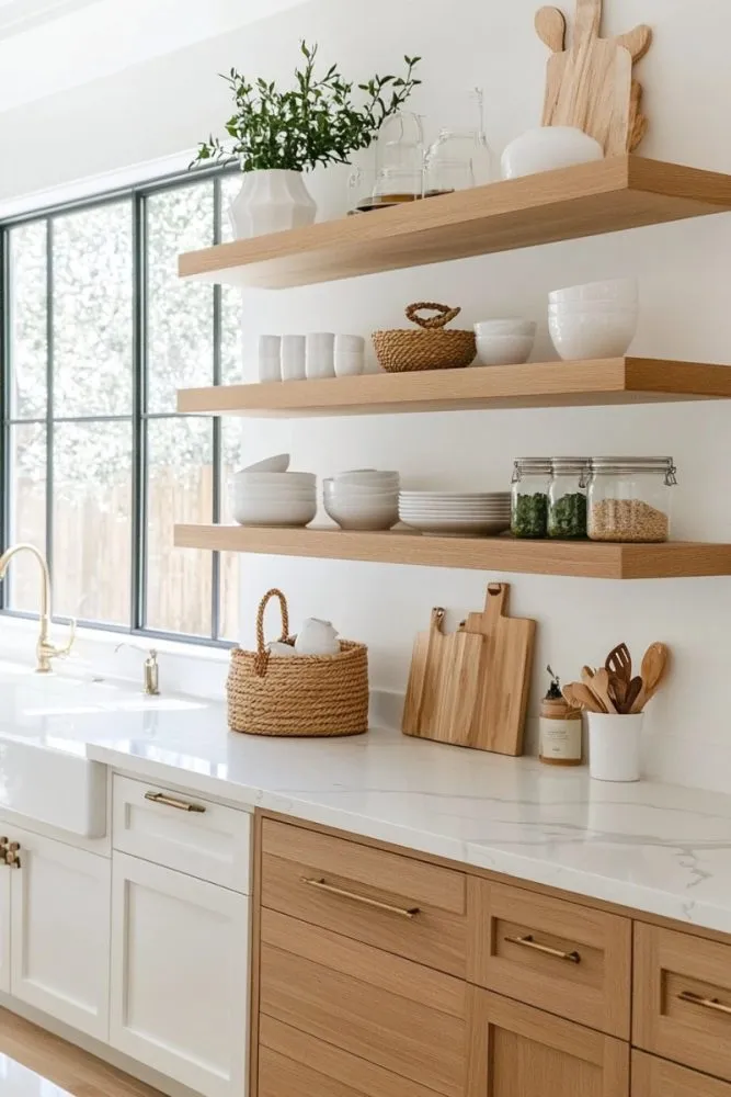 Shelves arranged at different heights