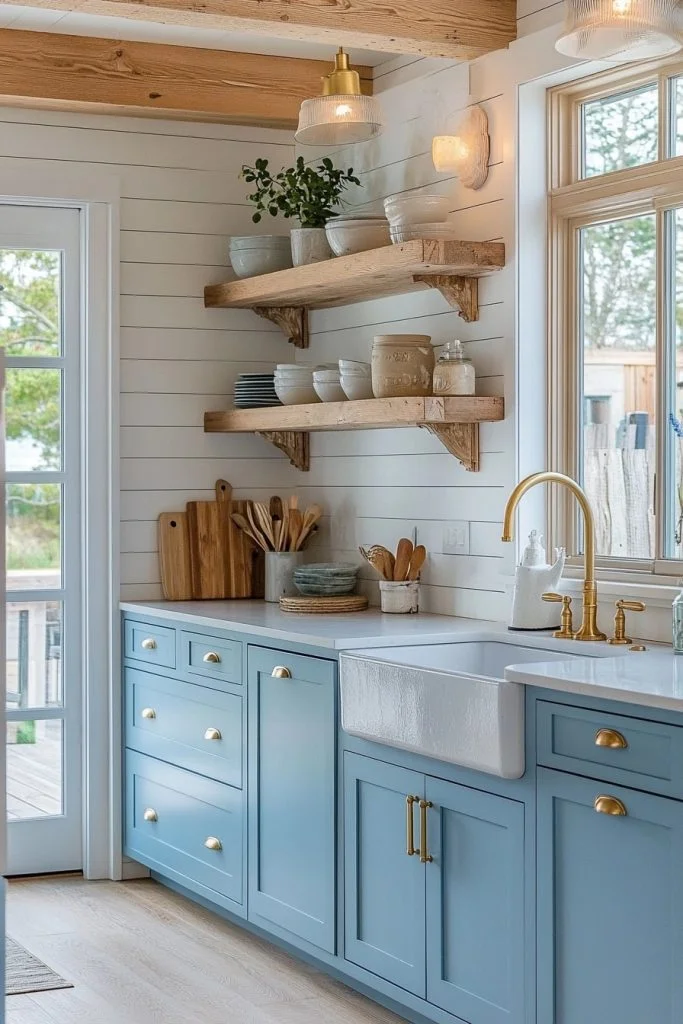 Soft Blue Kitchen Cabinets