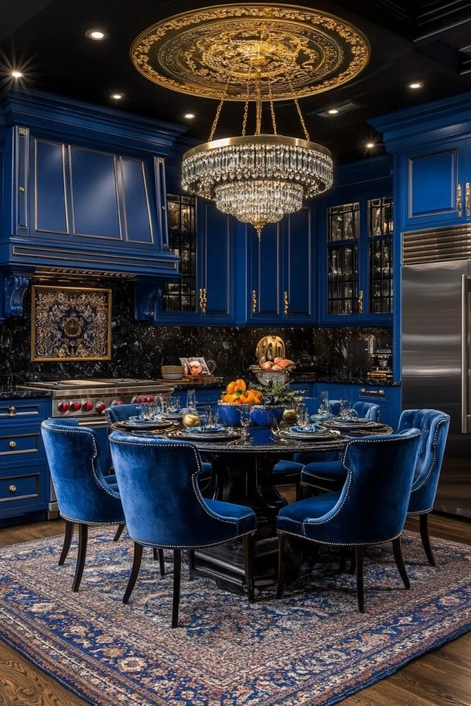 Rich Blue Kitchen Cabinets