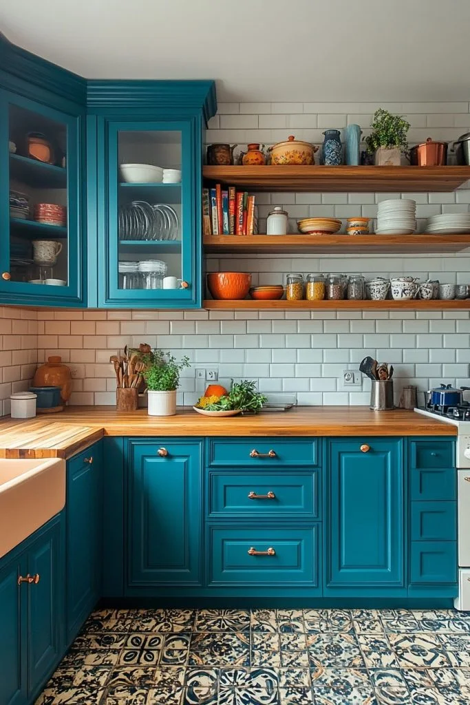 Teal Blue Kitchen Cabinets