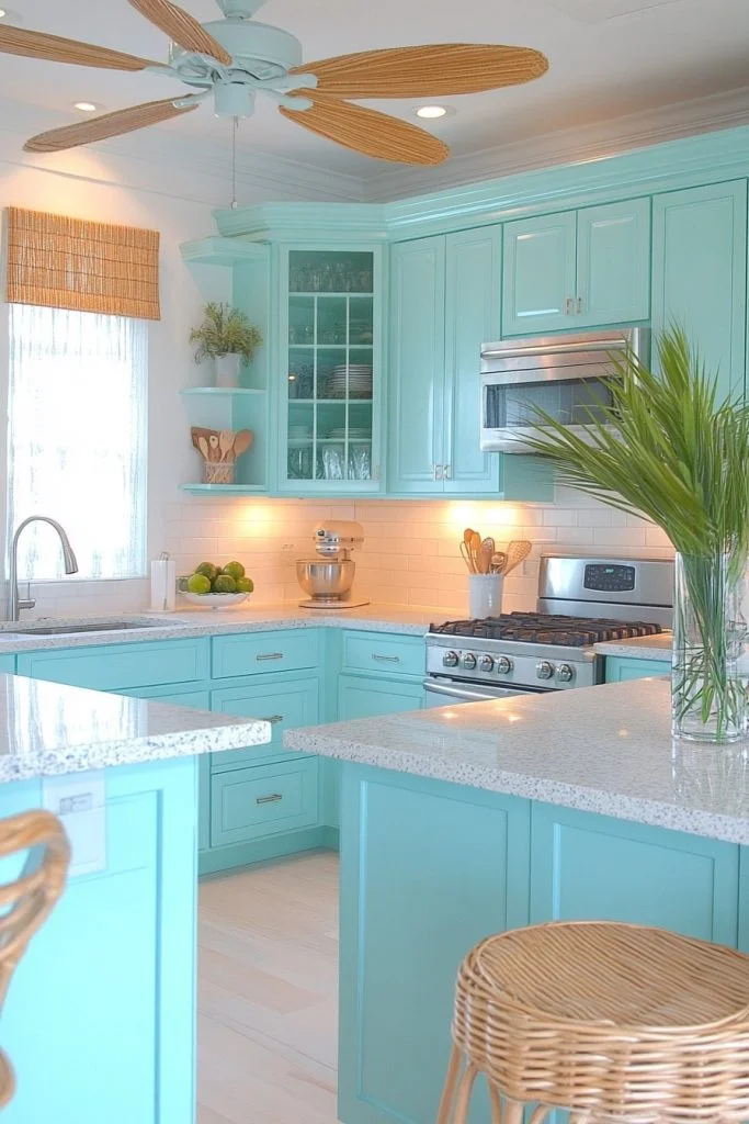 Lagoon Blue Kitchen Cabinets