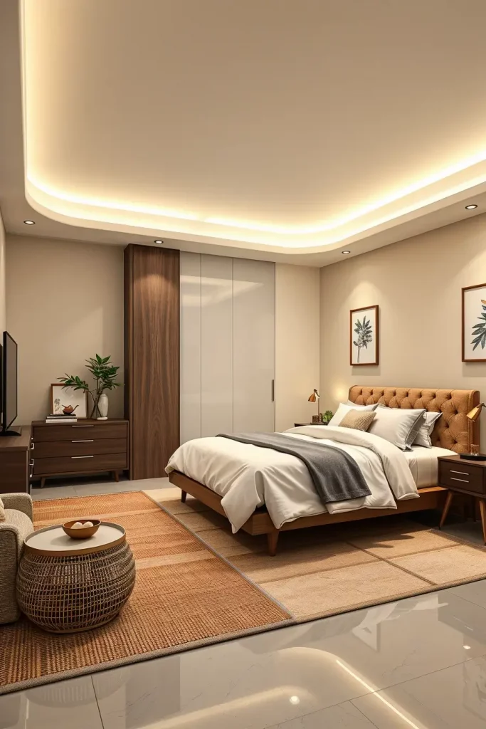 Modern guest bedroom with eco-friendly materials