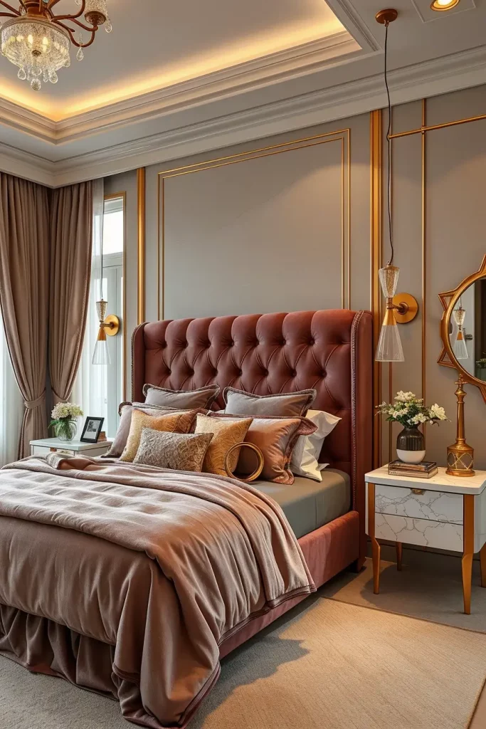 Luxury guest bedroom with plush textiles