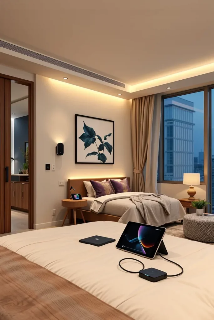 Smart guest bedroom with hidden technology